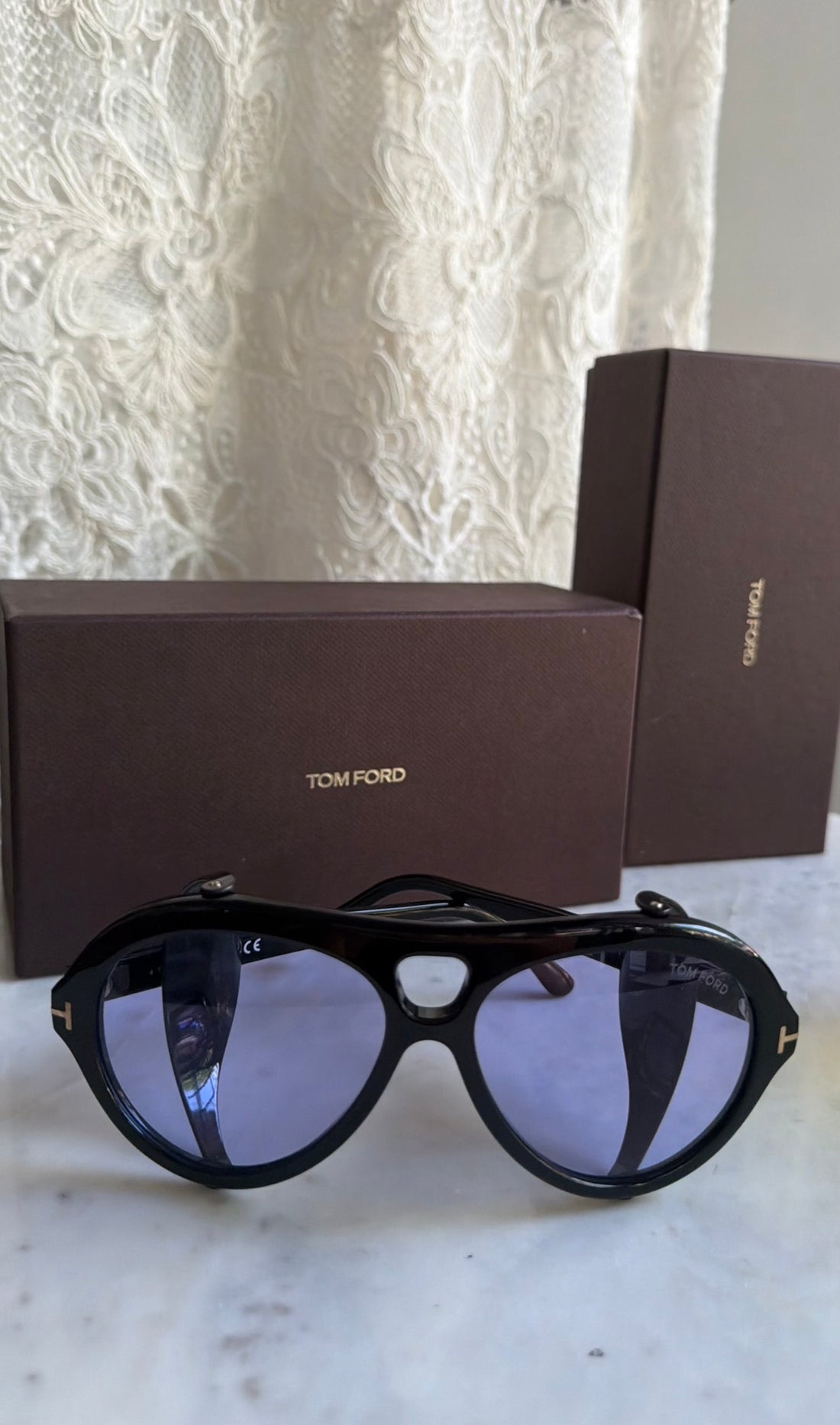 Tom Ford Black Neuhman TF882 Acetate Aviator Sunglasses
