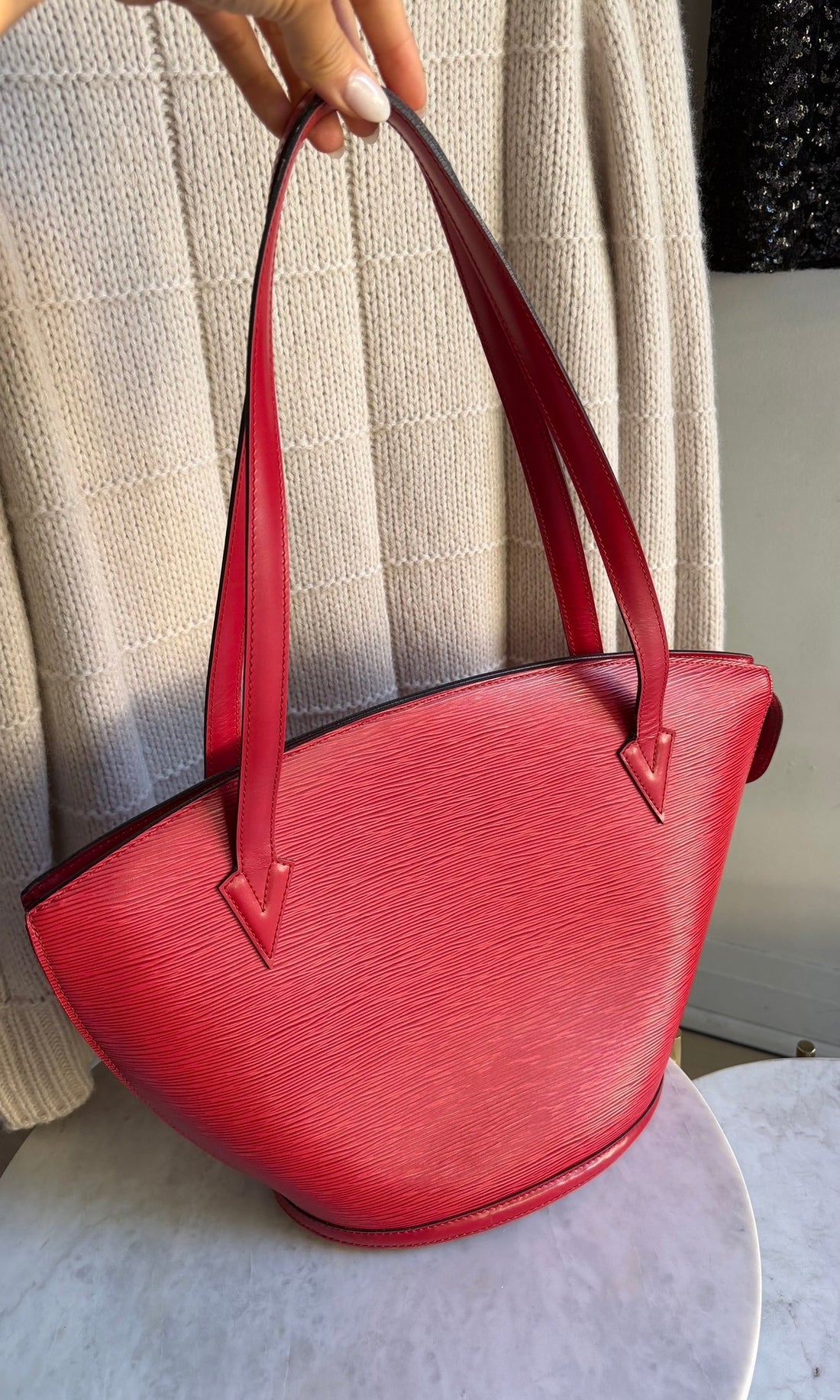 Louis Vuitton Red Vintage 1994 Saint Jacques Epi Leather Tote Bag GM