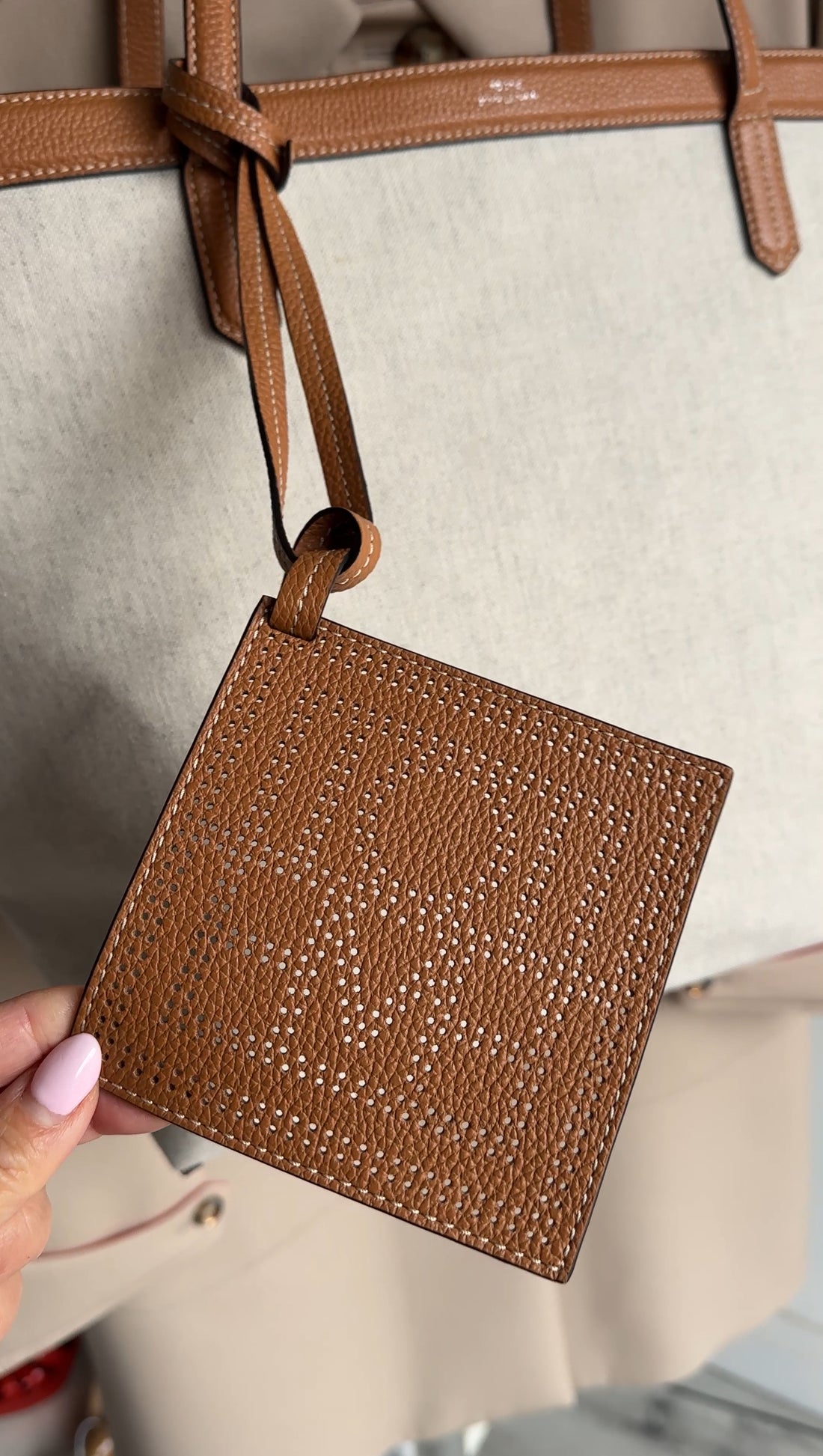 Toteme Large Canvas Tote Bag with Tan Leather Trim