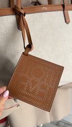 Toteme Large Canvas Tote Bag with Tan Leather Trim