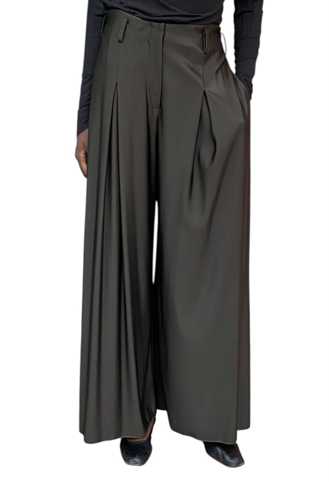 Giorgio Armani Brown Jersey Wide Leg Trousers - 44 / US 8