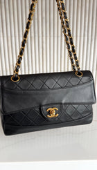 Chanel Vintage 1989 Black Quilted Lambskin Medium Single Flap Bag