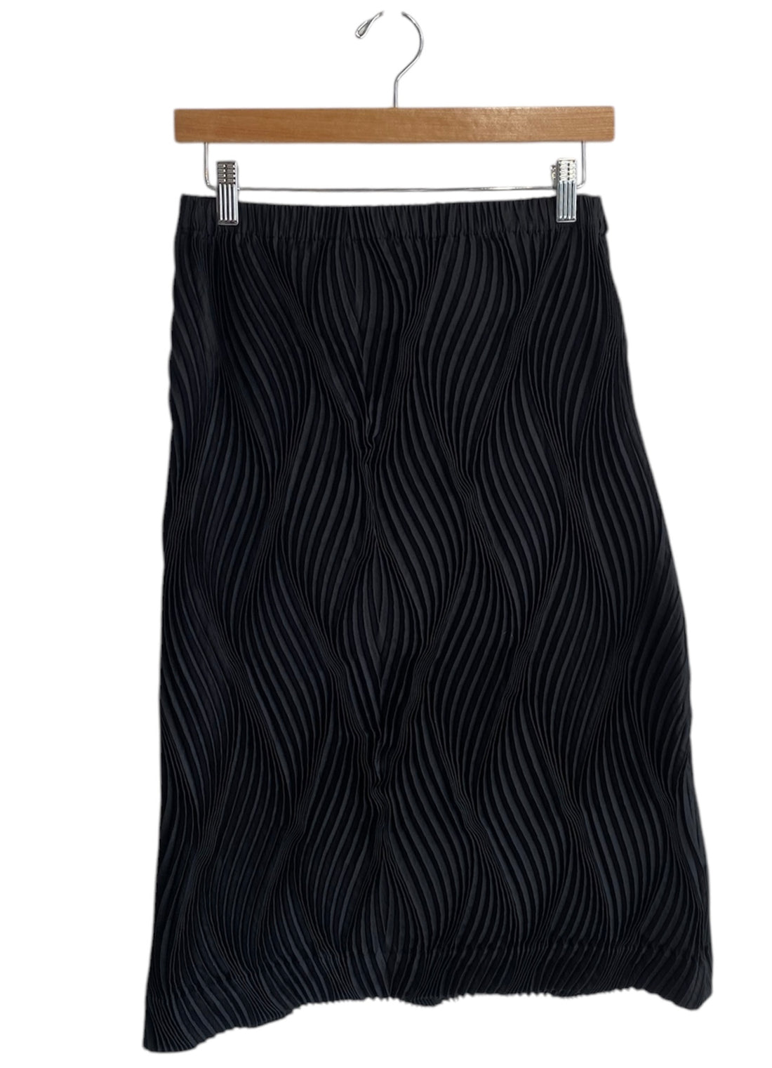 Issey Miyake Black Wave Pleated Top and Skirt Set