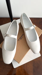 Le Monde Beryl White Leather Mary Jane Ballet Flat - 42