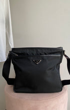 Prada Black Nylon Web Strap Crossbody Messenger Bag