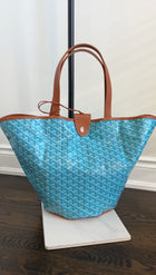 Goyard 2025 Turquoise and Tan Linen Canvas Reversible Balhaera Tote