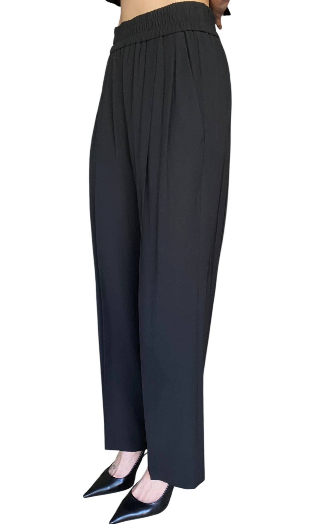 Brunello Cucinelli Black Wool Elasticized Waist Trousers - IT 34 / US 4