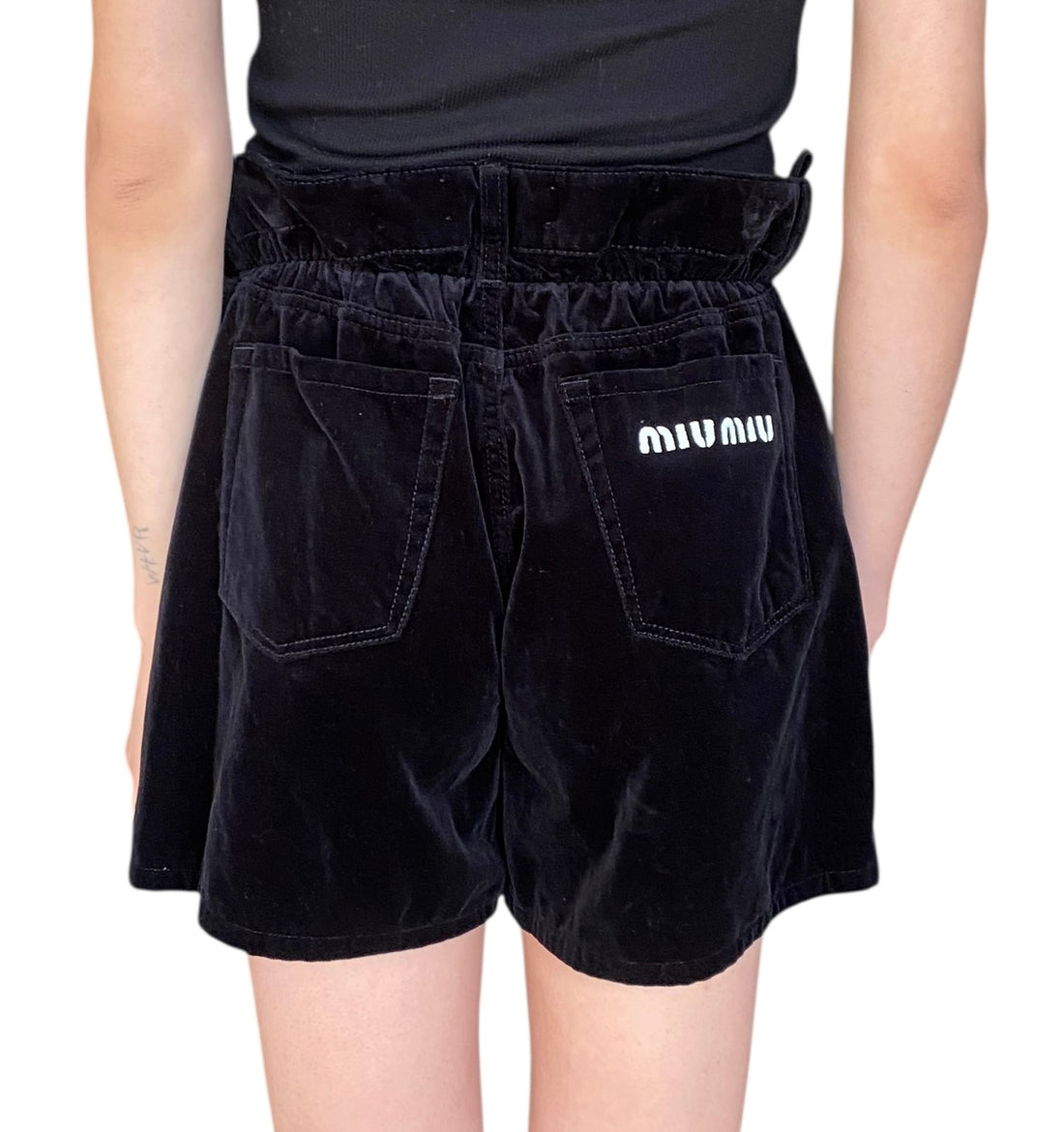 Miu Miu Black Velvet Puff Shorts - 42 / US 6