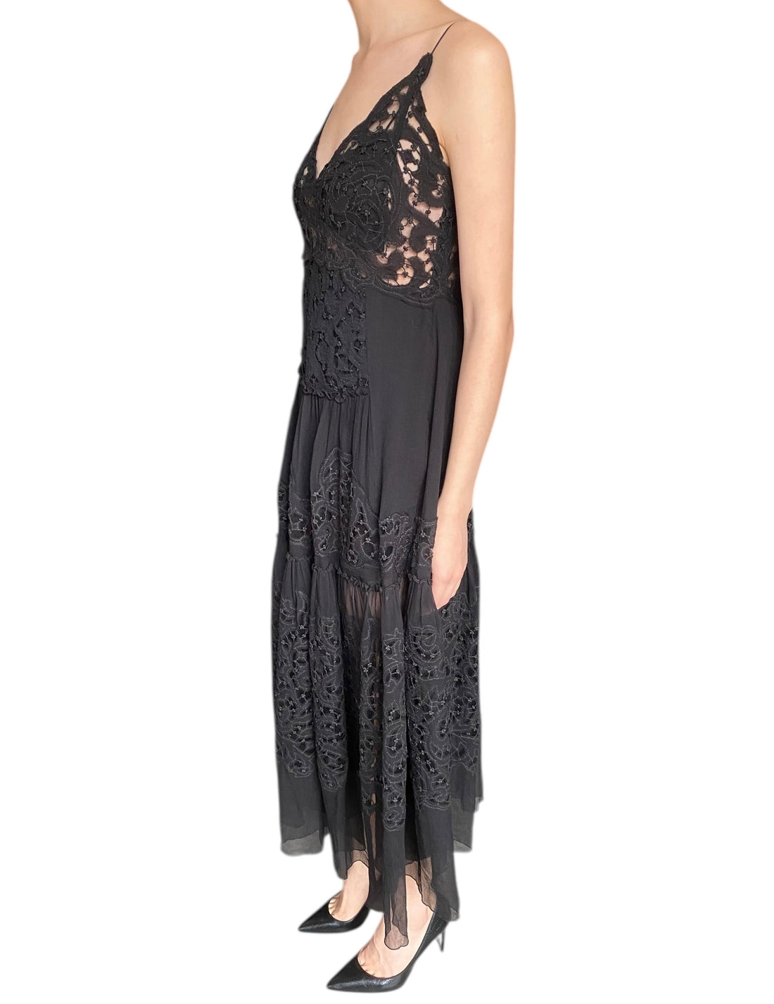 Ermanno Scervino Black Silk Lace Gown - 44 / US 6-8