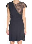 Giambattista Valli Black Sequinned Lace Trim Crepe Cocktail Dress - IT 44 / M / US 6-8