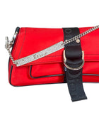 Dior Red Satin Hardcore Mini Rhinestone Chain Bag