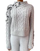 Ermanno Scervino Grey Cashmere Cable Floral Knit Sweater - US 6