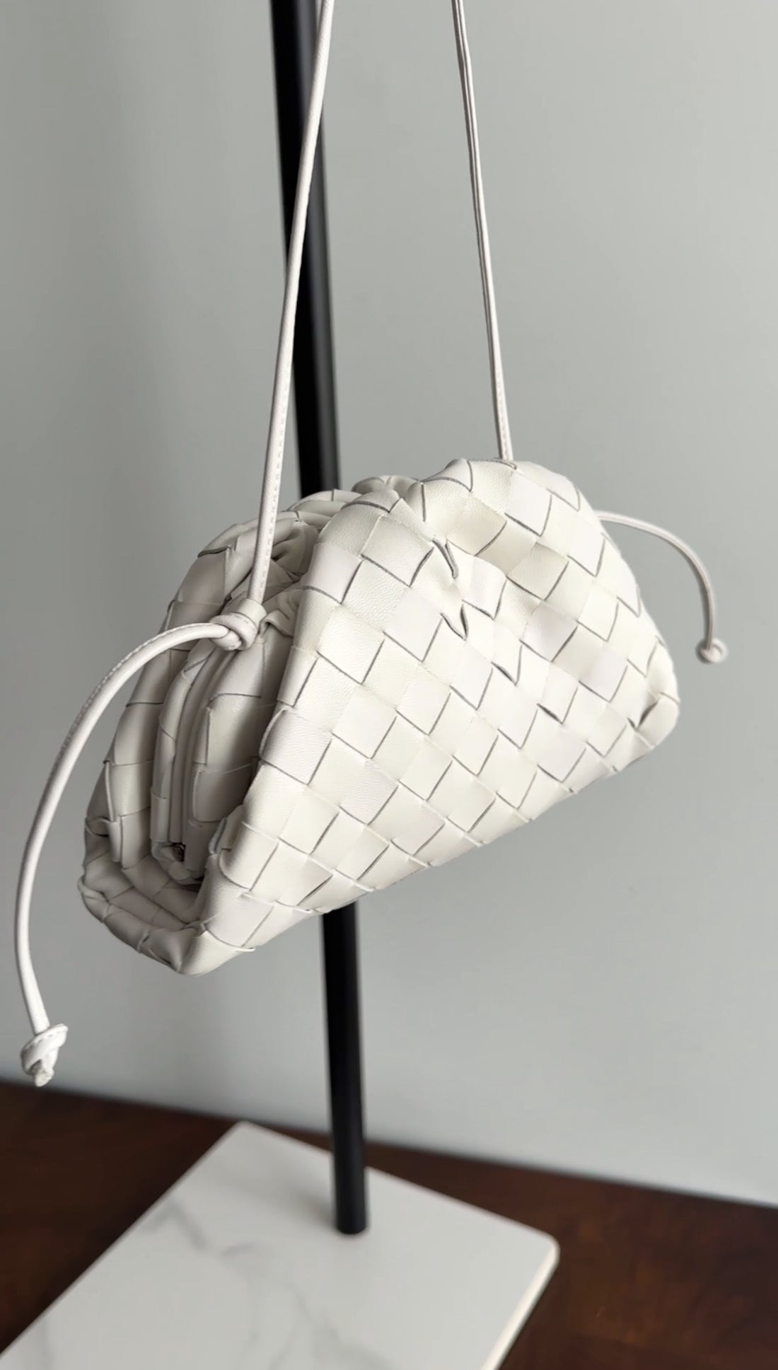 Bottega Veneta White Intrecciato Leather Mini The Pouch Crossbody Bag