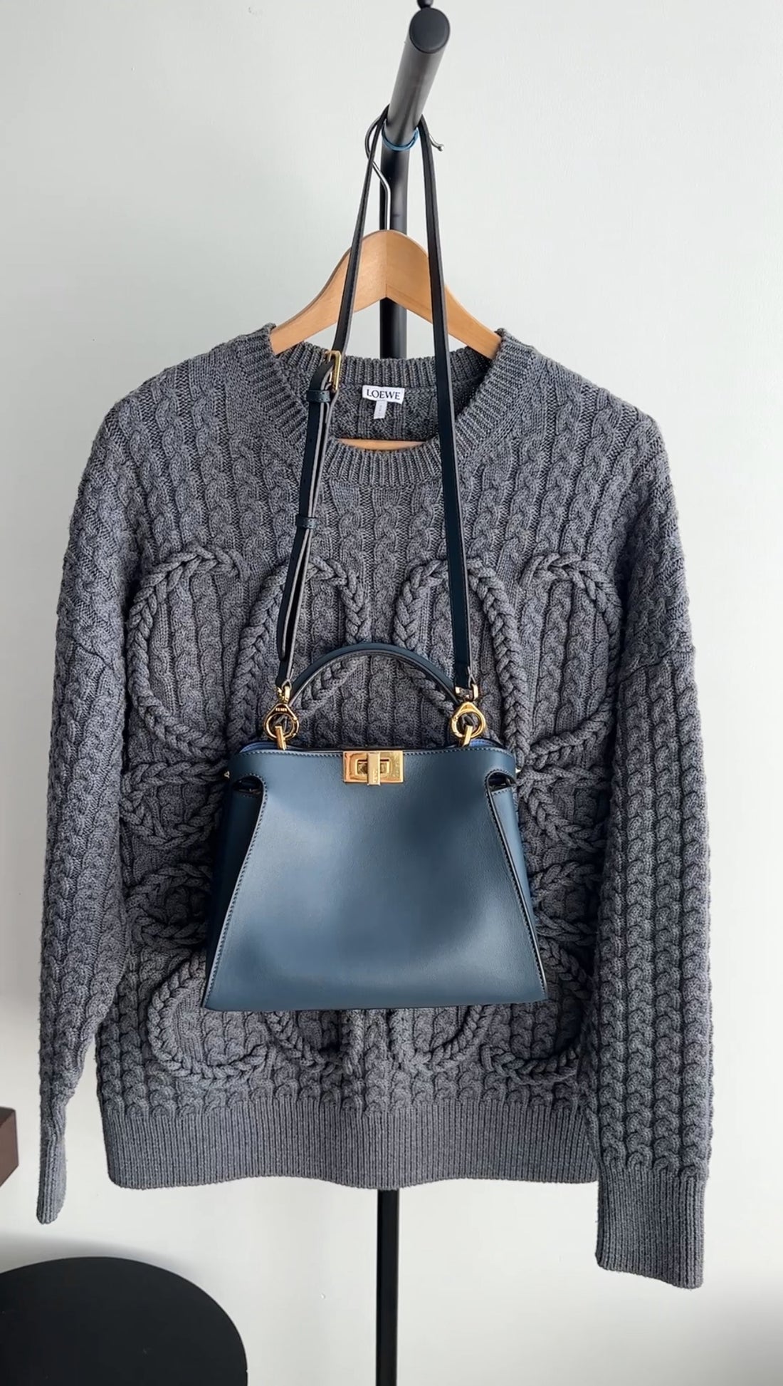 Fendi Navy Blue Leather Peekaboo Iconic Essentially Bag