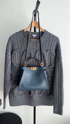 Fendi Navy Blue Leather Peekaboo Iconic Essentially Bag