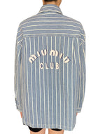 Miu Miu Blue Denim Striped Logo Jacket - 40 / US 6