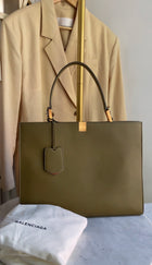 Balenciaga Khaki Leather Le Dix Two Way Handbag