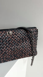 Bottega Veneta Black and Brown Intrecciato Leather Chain Bag