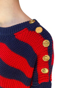 Balmain Red Striped Off-Shoulder Sweater Dress - 38 / US 6