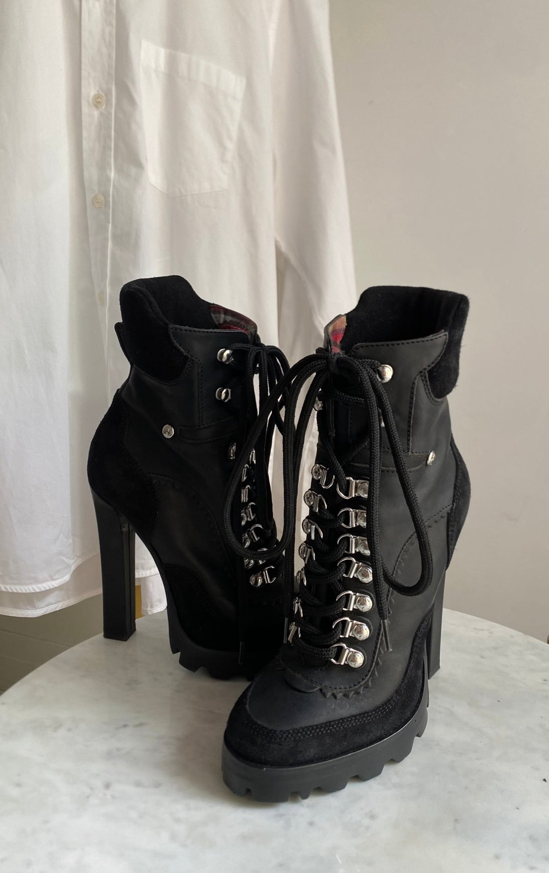 DSQUARED2 Black Canada Hiking Heeled Ankle Boots - 37