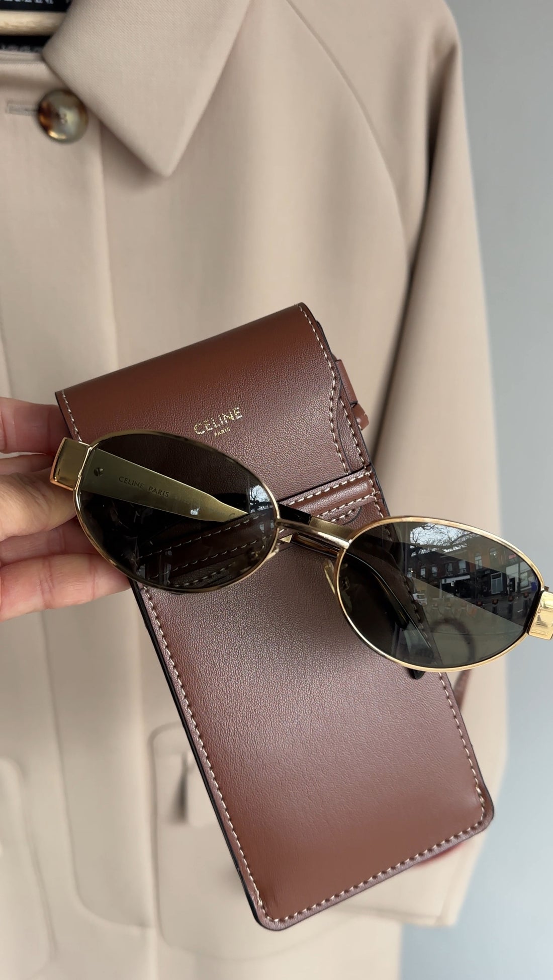 Celine Goldtone Oval Triomphe Sunglasses