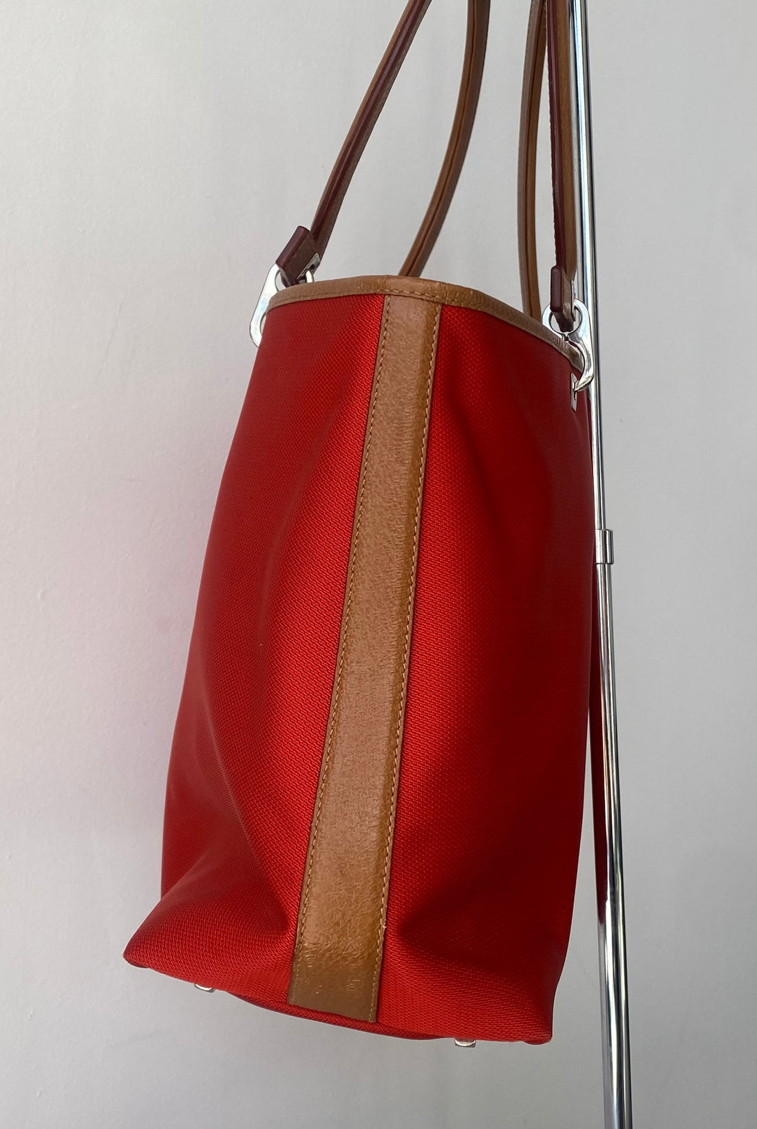 Ferragamo Red Canvas Shoulder Tote Bag