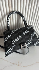 Balenciaga  Black BB Monogram Logo All Over Hourglass XS Bag