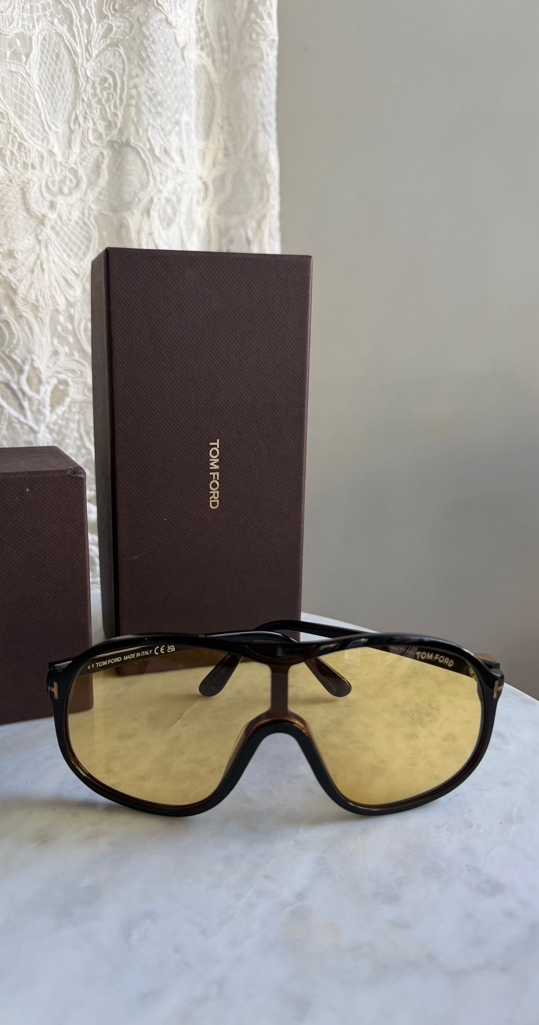 Tom Ford Black Drew TF974 Acetate Aviator Sunglasses