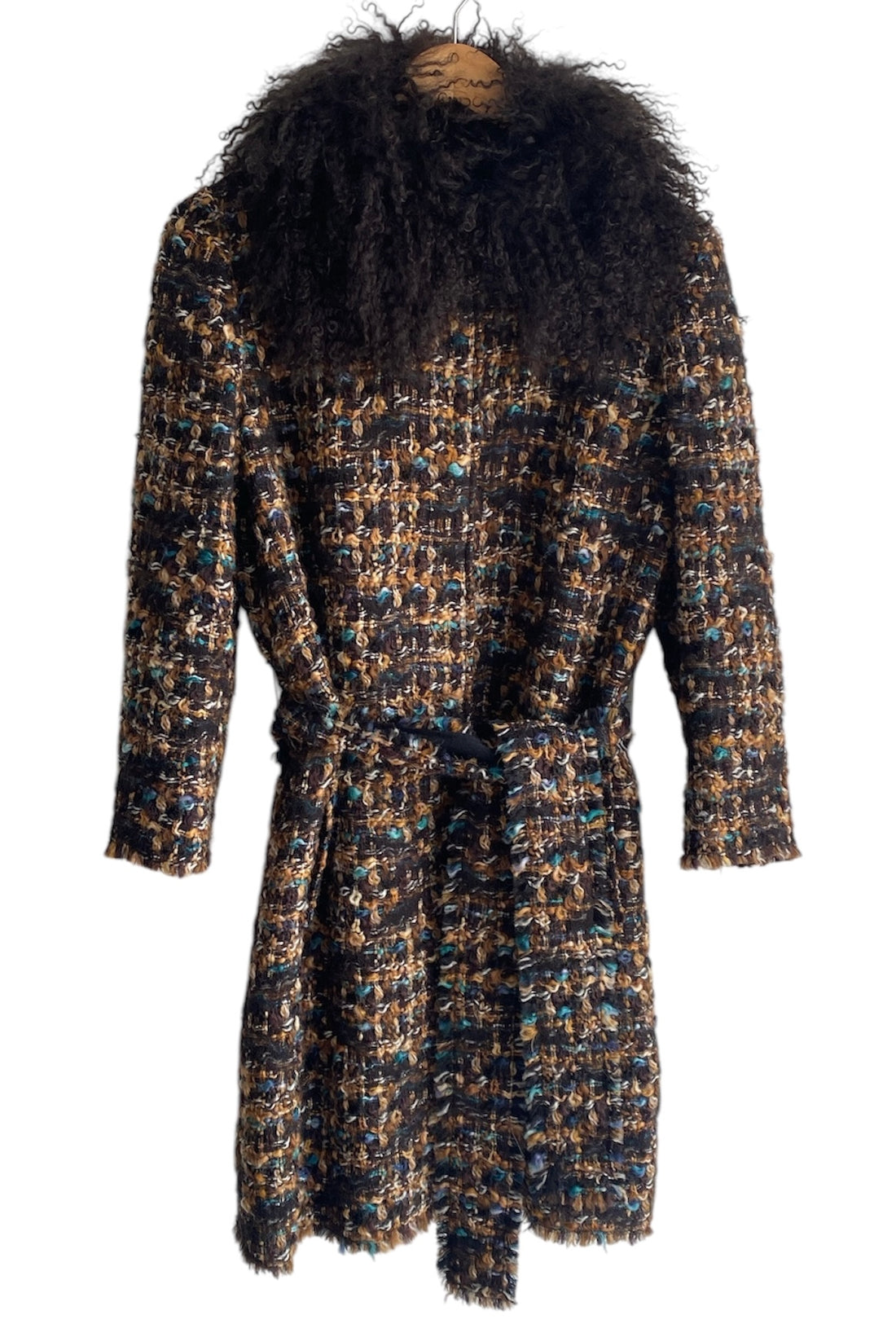 Dolce & Gabbana Fur Collar Tweed Coat