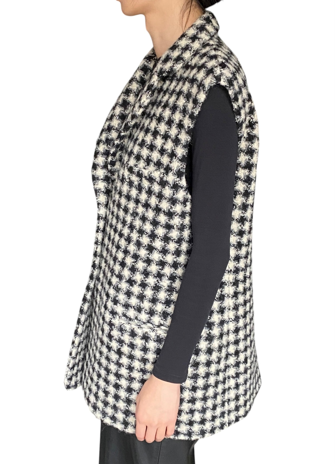 Rochas Black Houndstooth Tweed Vest - 44 / US 8