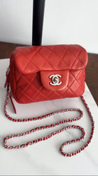 Chanel Red Lambskin Mini Flap Wallet on Chain Crossbody Bag