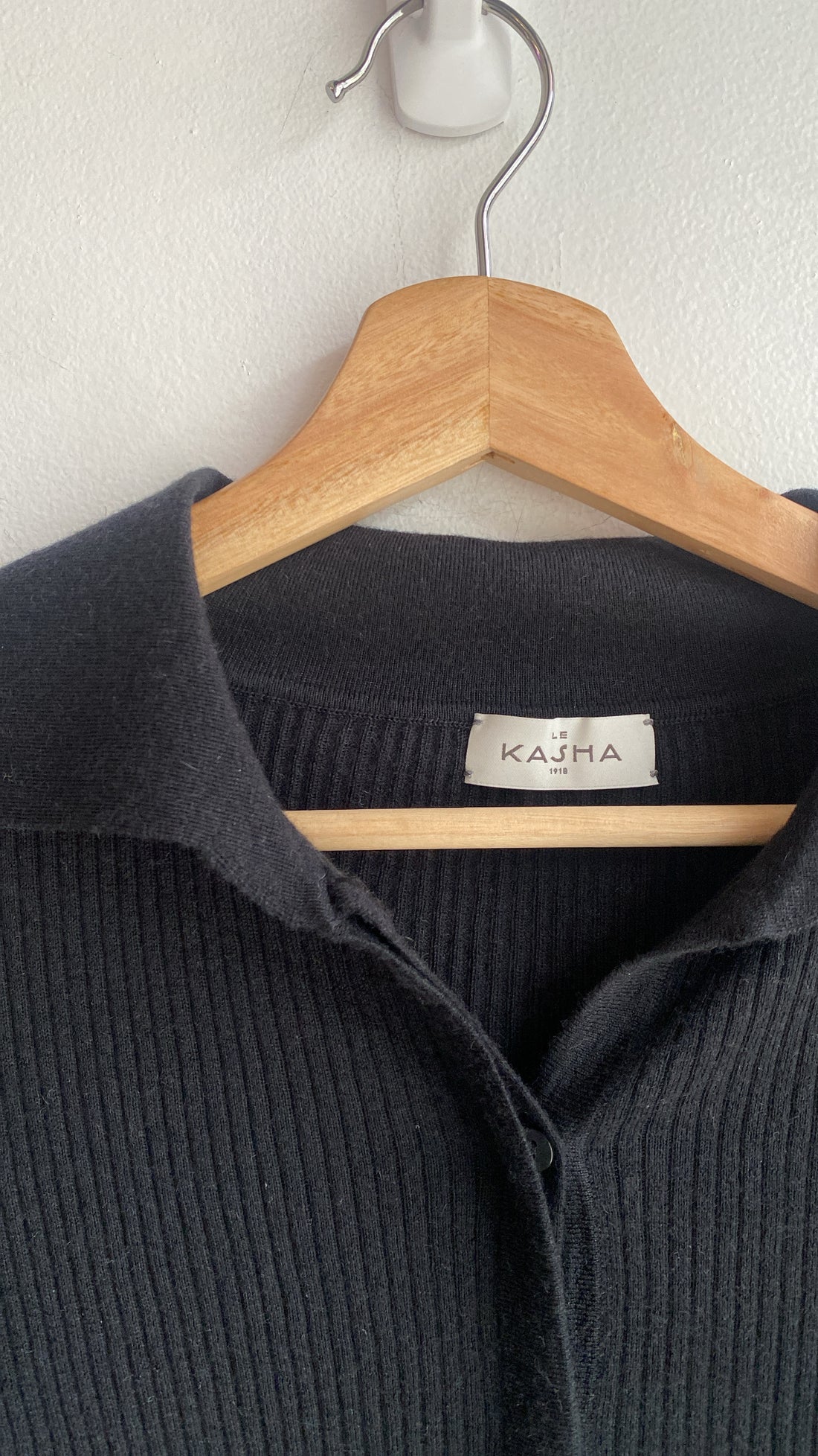 Le Kasha Black Cashmere Collared Cardigan