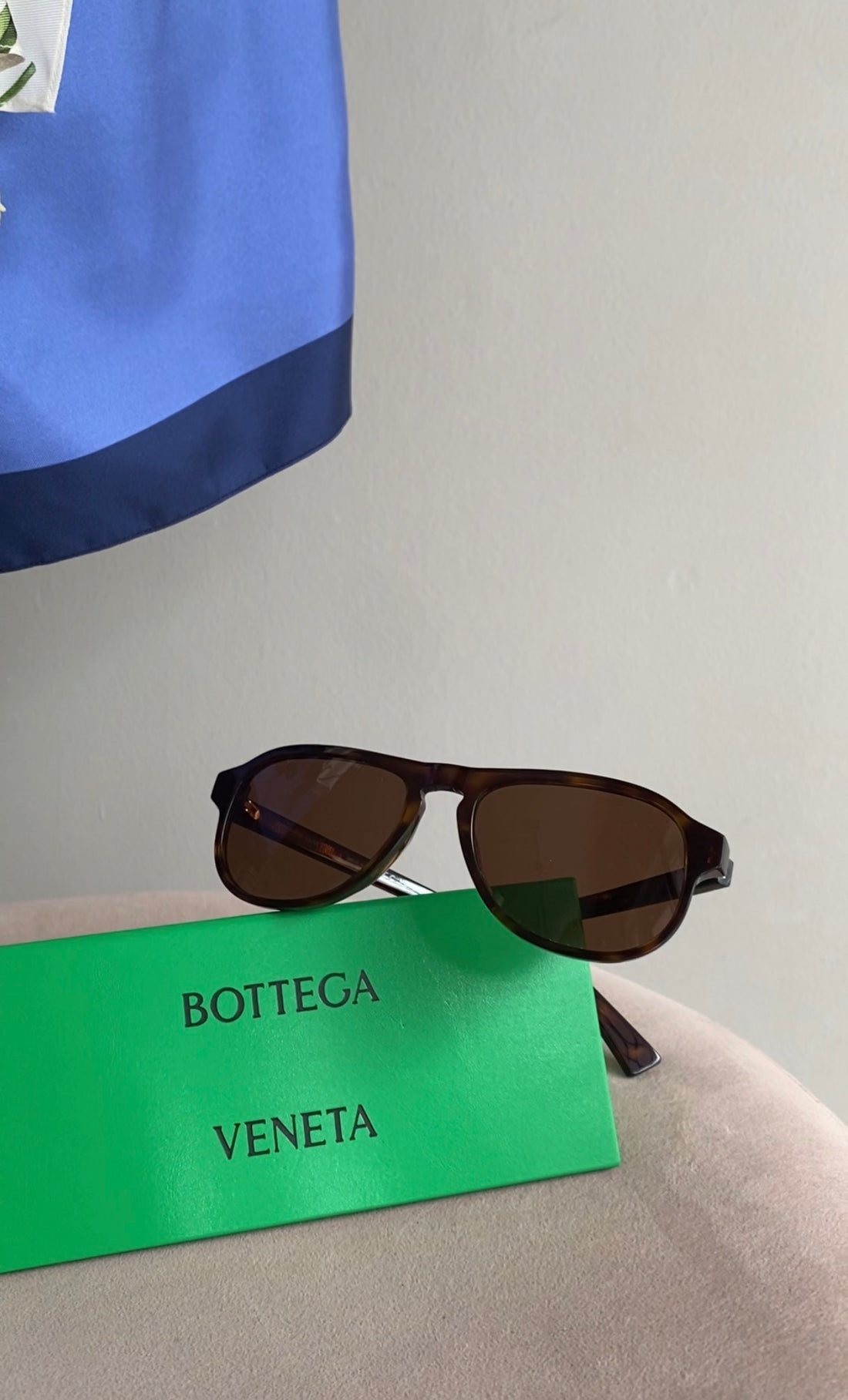 Bottega Veneta Triangle Stud Brown Acetate Aviator Sunglasses - BV1292S