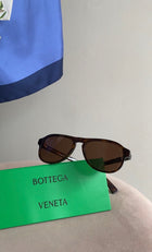 Bottega Veneta Triangle Stud Brown Acetate Aviator Sunglasses - BV1292S