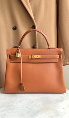 Hermes Gold Vintage 1996 Kelly 32 Courchevel Gold GHW