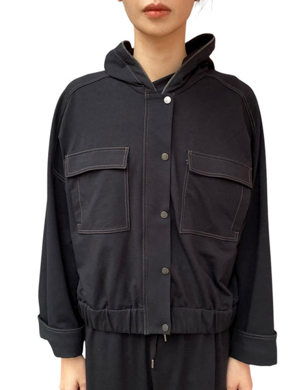 Brunello Cucinelli Black Monili Trim Hooded Jacket - M