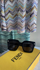 Fendi Black Large Square Acetate Sunglasses