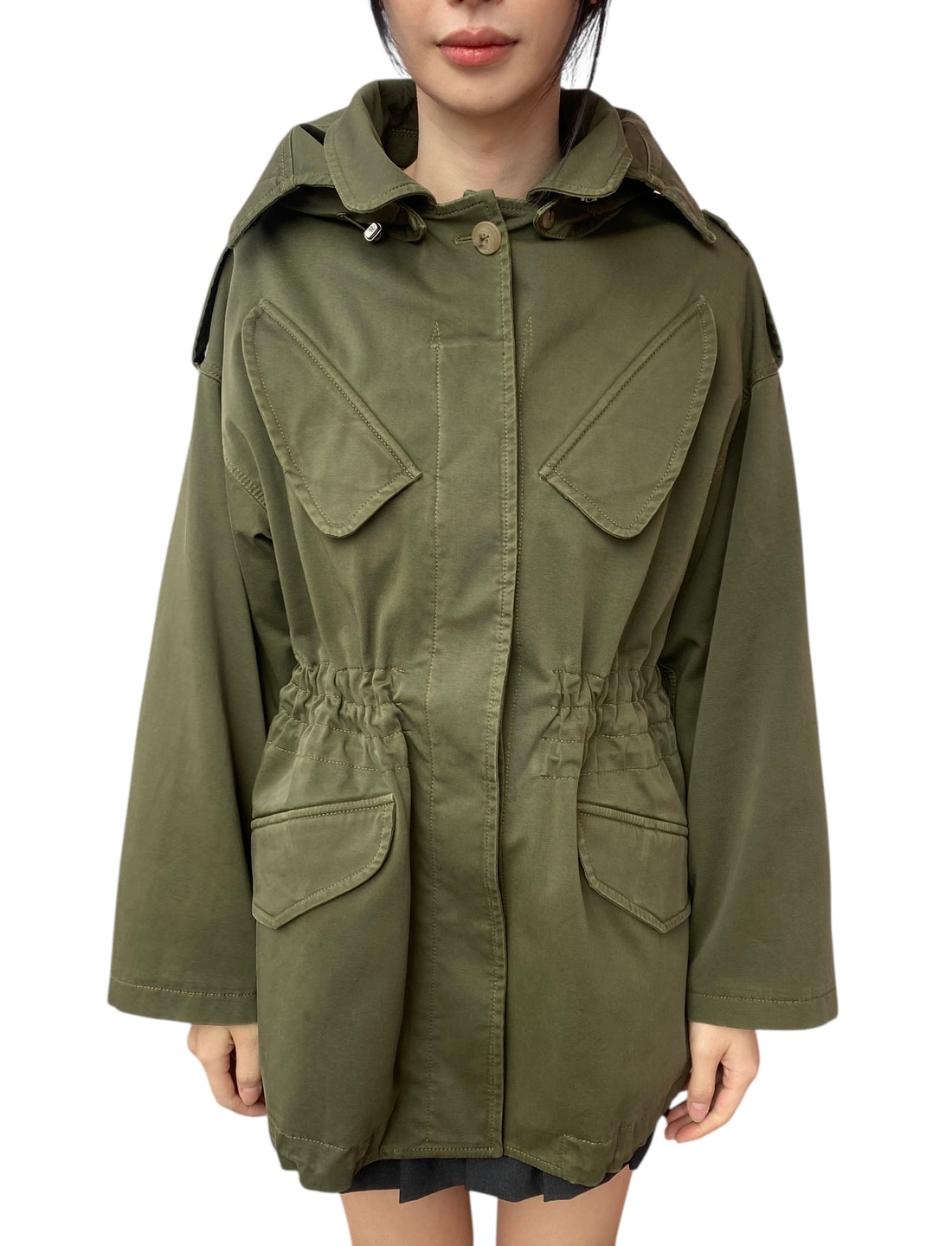 Ermanno Scervino Army Green Hooded Parka - 42 / US 8