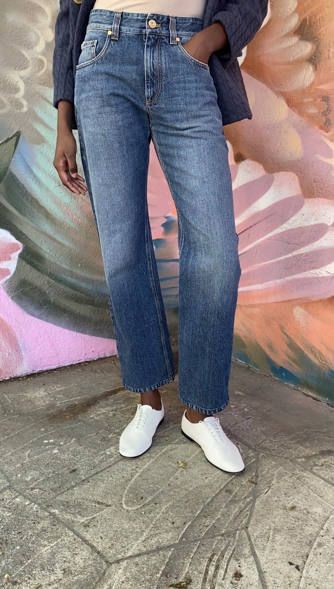 Brunello Cucinelli Blue Straight “Column Full Length” Jeans - IT 38 / US 4