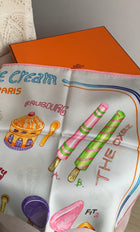 Hermes Pearl Grey Multicolor Funny Ice Cream Silk Scarf 70cm