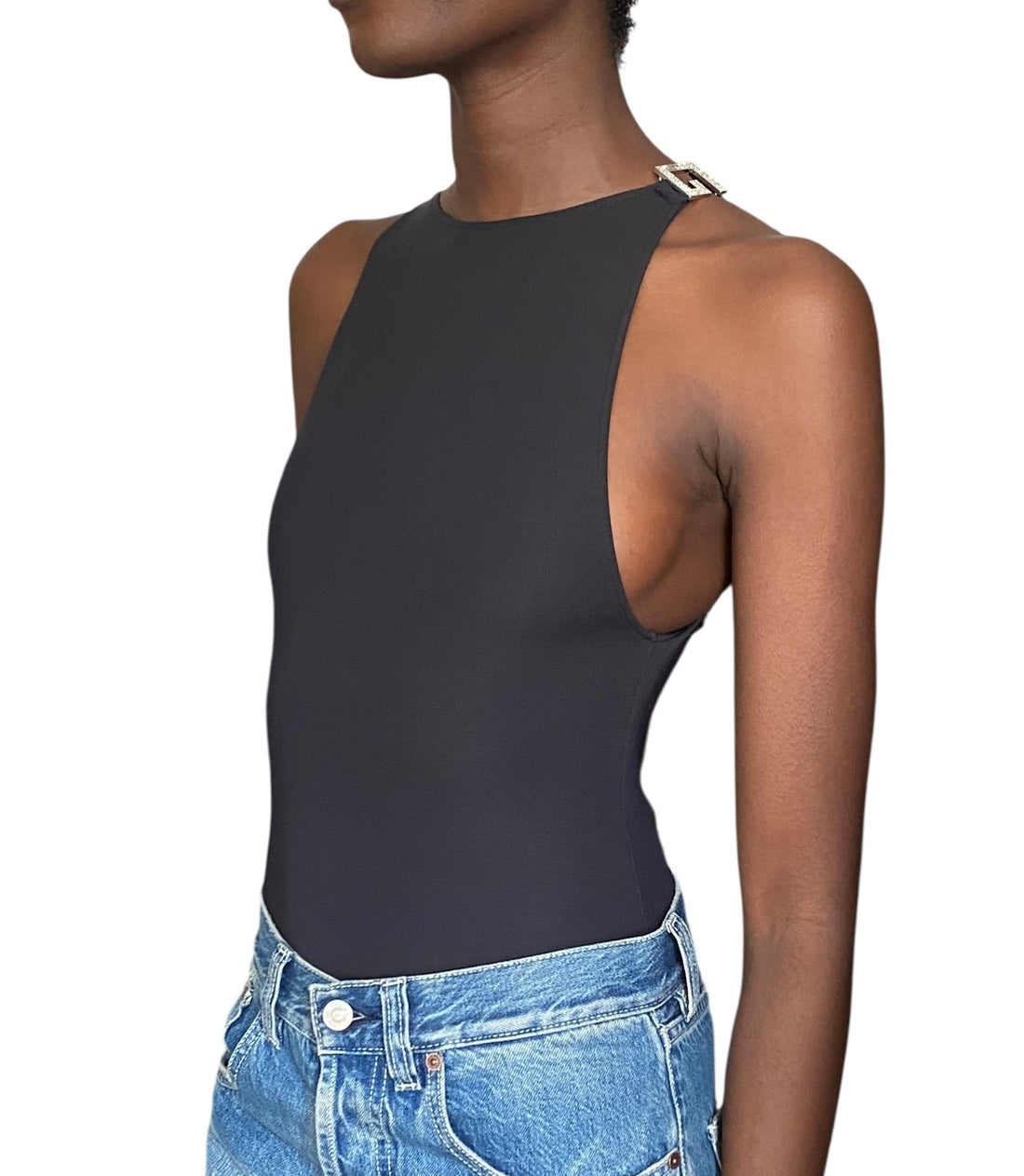 Gucci Black Crystal Logo Swim/ Bodysuit - S