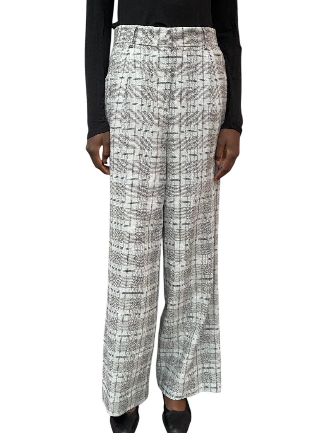 Giorgio Armani Grey Wool Check Trousers - 44 / US 8