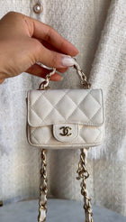 Chanel White Caviar Quilted Leather Mini Flap Belt Bag