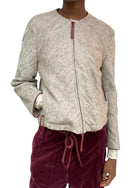 Giorgio Armani Beige & Burgundy Wool Zip Jacket - 42 / US 6