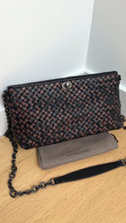 Bottega Veneta Black and Brown Intrecciato Leather Chain Bag
