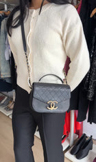 Chanel Black Caviar Leather Coco Curve Cuba Small Two Way Bag