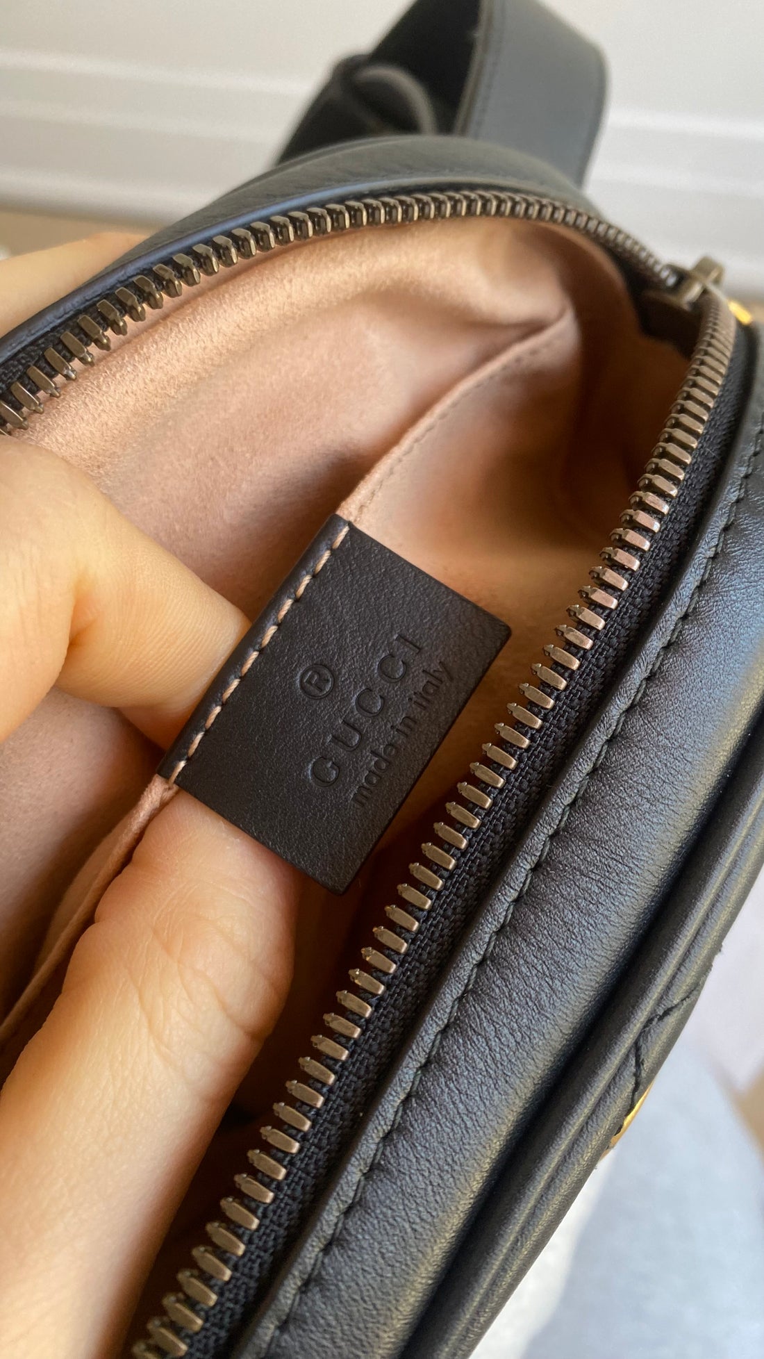 Gucci Black Chevron Matelesse Leather GG Marmont Mini Belt Bag