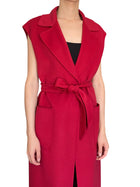 Max Mara Double Red Double Faced Wool Wrap Long Vest - US 8