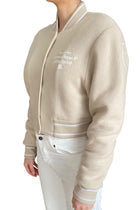 Givenchy Beige Wool Logo Embroidered Varsity Bomber Jacket - S / US 4-6