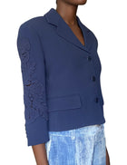 Ermanno Scervino Navy Floral Lace Sleeve Blazer - US 4-6